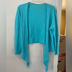 Belle by Kim Gravel Turquoise Open Front Cardigan